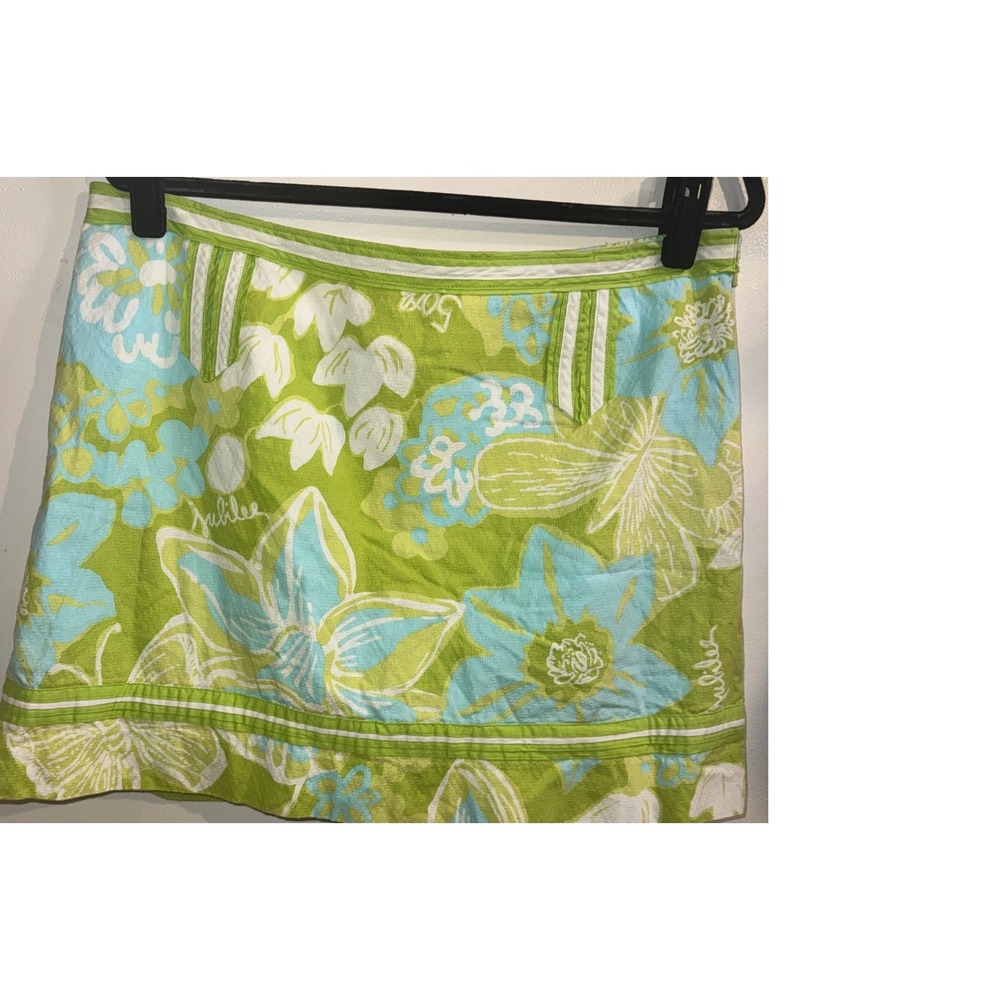 Lilly Pulitzer Jubilee Skort Green Blue Tropical Floral Cotton Mini Size 12